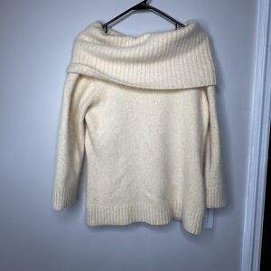 Finity Sweater Ivory Cream Off Shoulder Lambswool Angora Sz Large